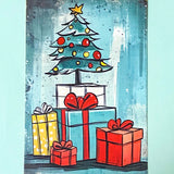 snow snowy winter festive christmas individual postcard postcards post card cards uk cute kawaii turquoise blue cat santa reindeer stocking tree nutcracker bear teddy elf gingerbread man men cottage house stationery shop pretty polar bears