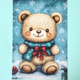 snow snowy winter festive christmas individual postcard postcards post card cards uk cute kawaii turquoise blue cat santa reindeer stocking tree nutcracker bear teddy elf gingerbread man men cottage house stationery shop pretty polar bears
