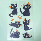 black cat with pink cream gold peach ear ears large glossy plastic clear pet sticker stickers sheet uk cute kawaii stationery shop store gift gifts cats kitten kittens