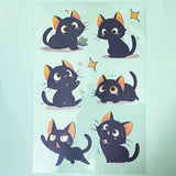 black cat with pink cream gold peach ear ears large glossy plastic clear pet sticker stickers sheet uk cute kawaii stationery shop store gift gifts cats kitten kittens