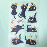 black cat with pink cream gold peach ear ears large glossy plastic clear pet sticker stickers sheet uk cute kawaii stationery shop store gift gifts cats kitten kittens