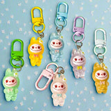 CRAZY BABY RABBIT Translucent RESIN BAG CHARM Clip Keyring