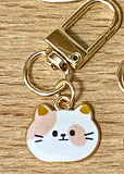 Enamel Gold Tone CAT FACE CLIP KEY CHAIN