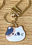 Enamel Gold Tone CAT FACE CLIP KEY CHAIN