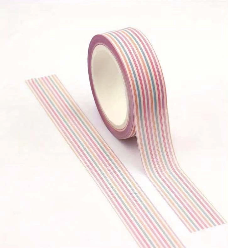 pastel striped washi tape on a white background