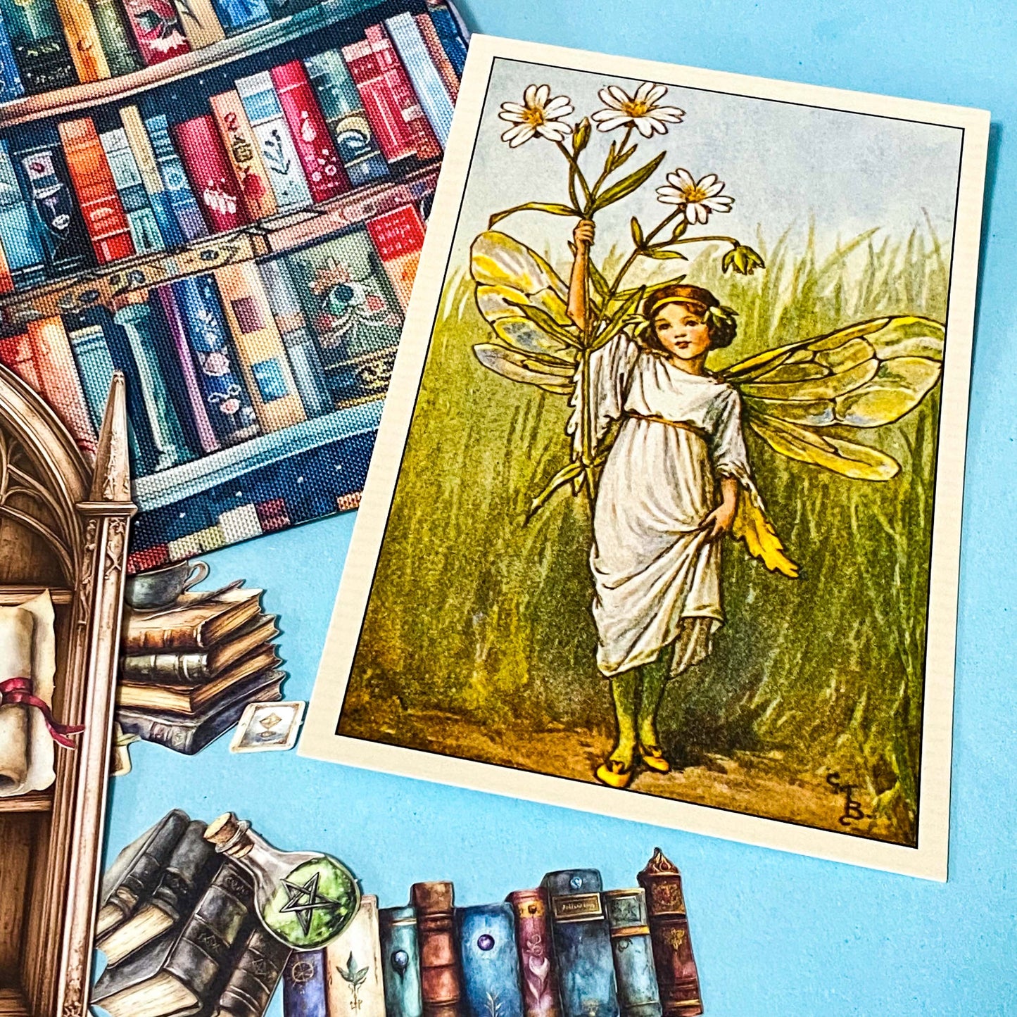 STORYBOOK CABINET GIFT SET- Pouch, Fairy Postcard & Vintage Style Ephemera For Journalling & Happy Mail