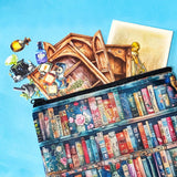 storybook pouch gift set with book print fabric case, fairy postcard and vintage style cabinet paper ephemera for journalling and happy mail