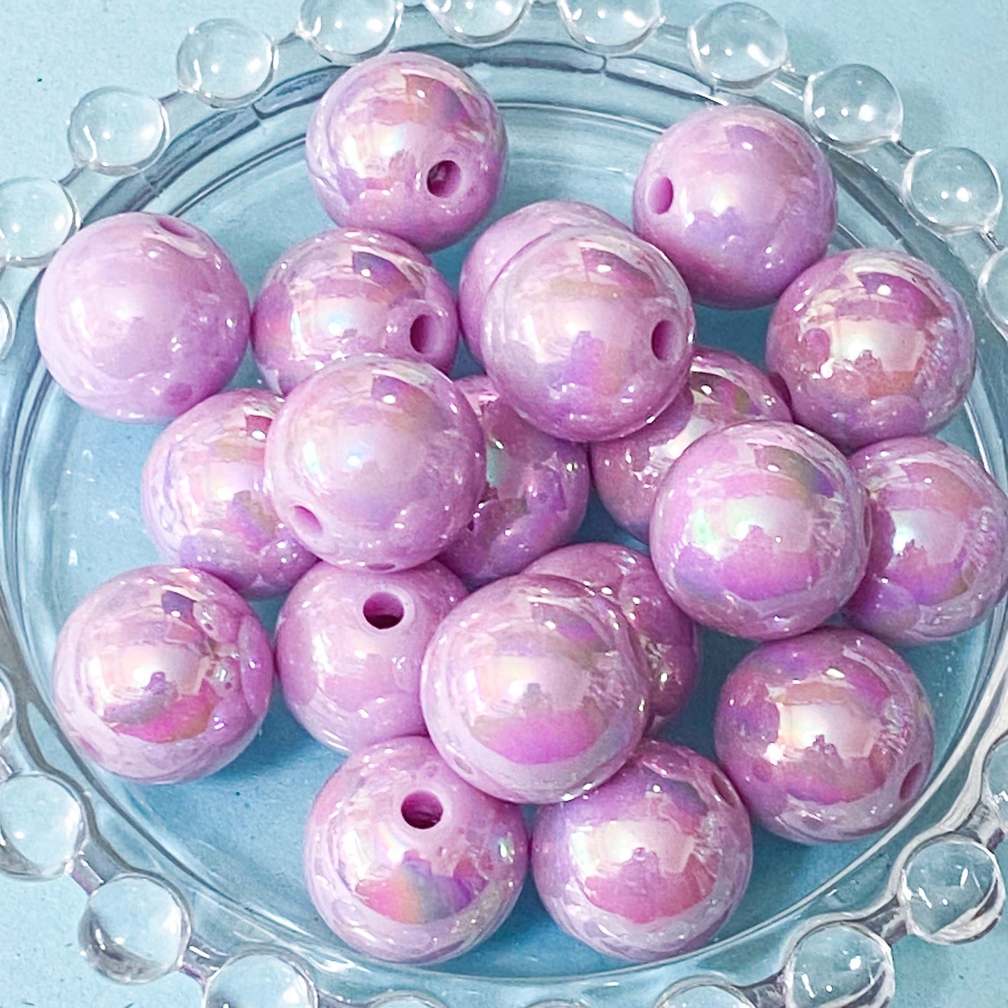 bundle of 4 large lilac 16mm lustre acrylic pearly beads for making your own pens