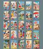 mini retro sticker book of 50 illustrations with vintage children and lifestyle stickers in 1950s style