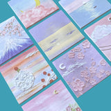 sticky memo memos note pad pads post it notes oil painting art pretty landscape moon sky trees flower flowers blossom ocean cherry cloud clouds uk cute kawaii stationery shop store supplies gift gifts textured painting