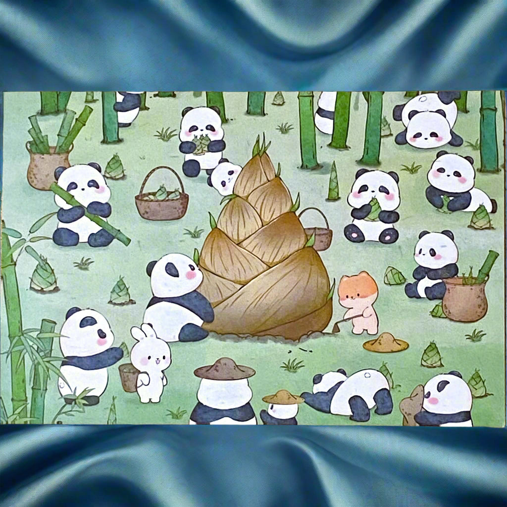 kawaii japanese panda pandas postcard postcards card post cards greetings individual cute kawaii stationery shop store uk green blue black and white bright colourful present gift gifts