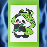 kawaii japanese panda pandas postcard postcards card post cards greetings individual cute kawaii stationery shop store uk green blue black and white bright colourful present gift gifts