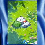 kawaii japanese panda pandas postcard postcards card post cards greetings individual cute kawaii stationery shop store uk green blue black and white bright colourful present gift gifts