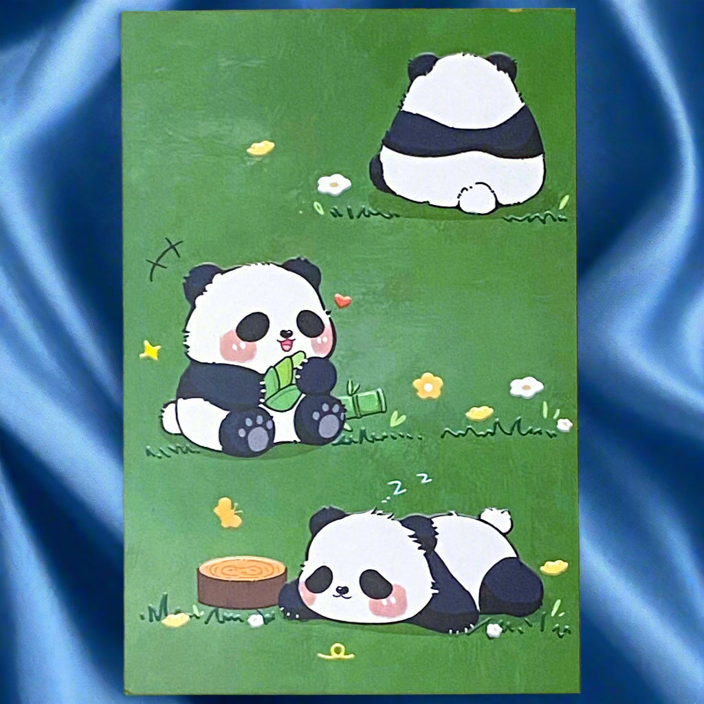 kawaii japanese panda pandas postcard postcards card post cards greetings individual cute kawaii stationery shop store uk green blue black and white bright colourful present gift gifts