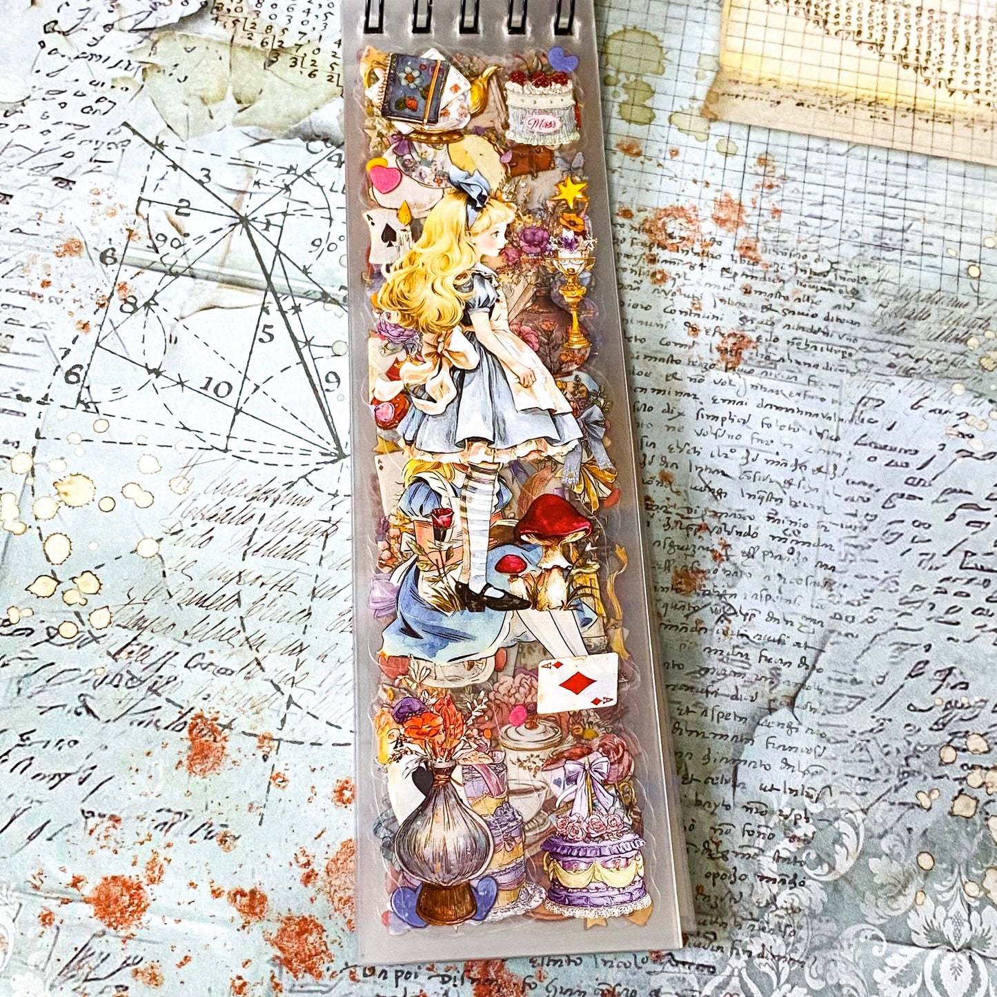 wonderland themed long decorative sticker pages