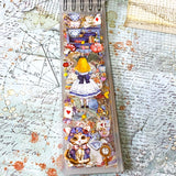 alice in wonderland long sticker book of 50 designs including alice and cat with teacups and playing cards