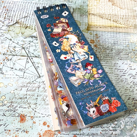 alice in wonderland clear PET long sticker book with 50 pages of designs