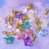 glass butterfly butterflies bead beads planner charm charms clip clips stitch markers cute kawaii uk gift gifts shop store craft supplies store pink blue teal turquoise lilac purple clear white ornate pretty gold tone metal