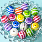 large jumbo big chunky acrylic bead beads 15mm 16mm round striped stripy rainbow checked patterned uk cute kawaii craft supplies shop store bargain iridescent shimmer shimmery ab make your own beaded pen pens jewellery