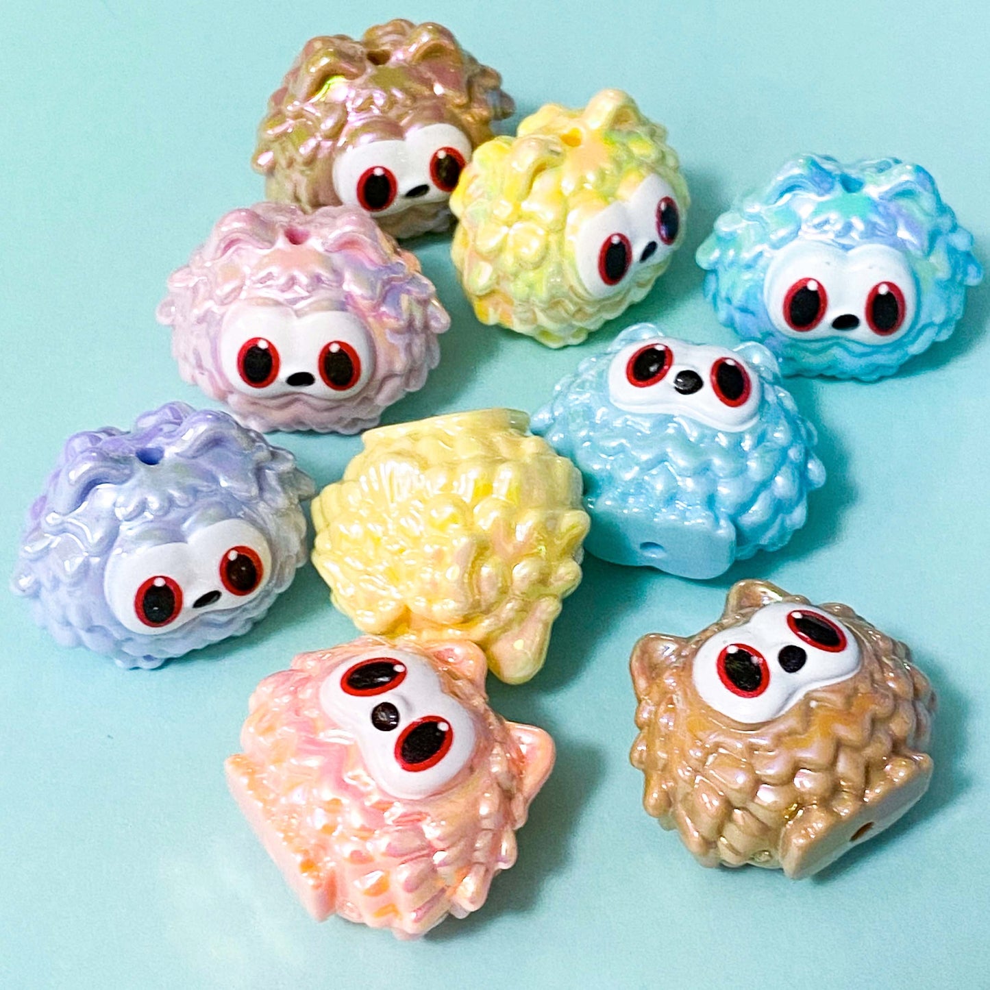 JUMBO Iridescent ACRYLIC BEADS- HUGE MONSTERS 35mm