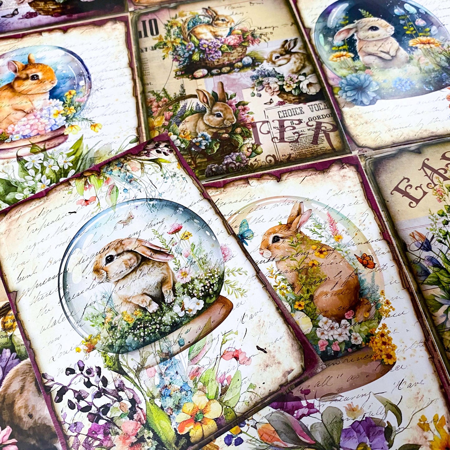 easter bunny bunnies rabbit rabbits card cards greeting greetings happy postcard postcards sticker stickers seal cute kawaii globe dome domes basket baskets spring victorian vintage retro scrapbook old style uk stationery shop store