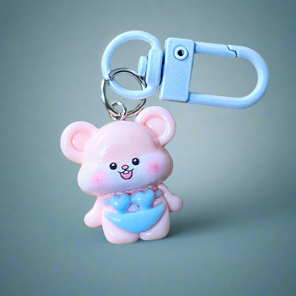 cute kawaii animal clip clips bag charm charms white metal keyring key chain fox elephant cat raccoon bear panda frog mouse sheep ram cow gift gifts shop store 