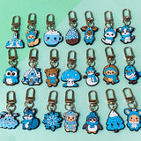 blue beige and white silicone keyring keyrings key clip clips large chunky gift gifts uk shop store stocking fillers filler winter cute kawaii bear snowflake owl owls squirrel mountain cocoa hot chocolate pine cone snowman fox foxes reindeer deer rabbit penguin penguins mushroom hedgehog animal animals christmas festive winter