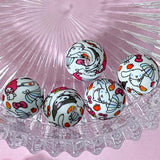 sanrio japanese characters silicone bead beads cute kawaii uk craft supplies beaded pen pens making stationery gift gifts kuromi rabbit bunny my melody hello kitty cat cats cinnamoroll puppy dog fun make your own jewellery making shop store blue red pink white patterned 15mm jumbo large big