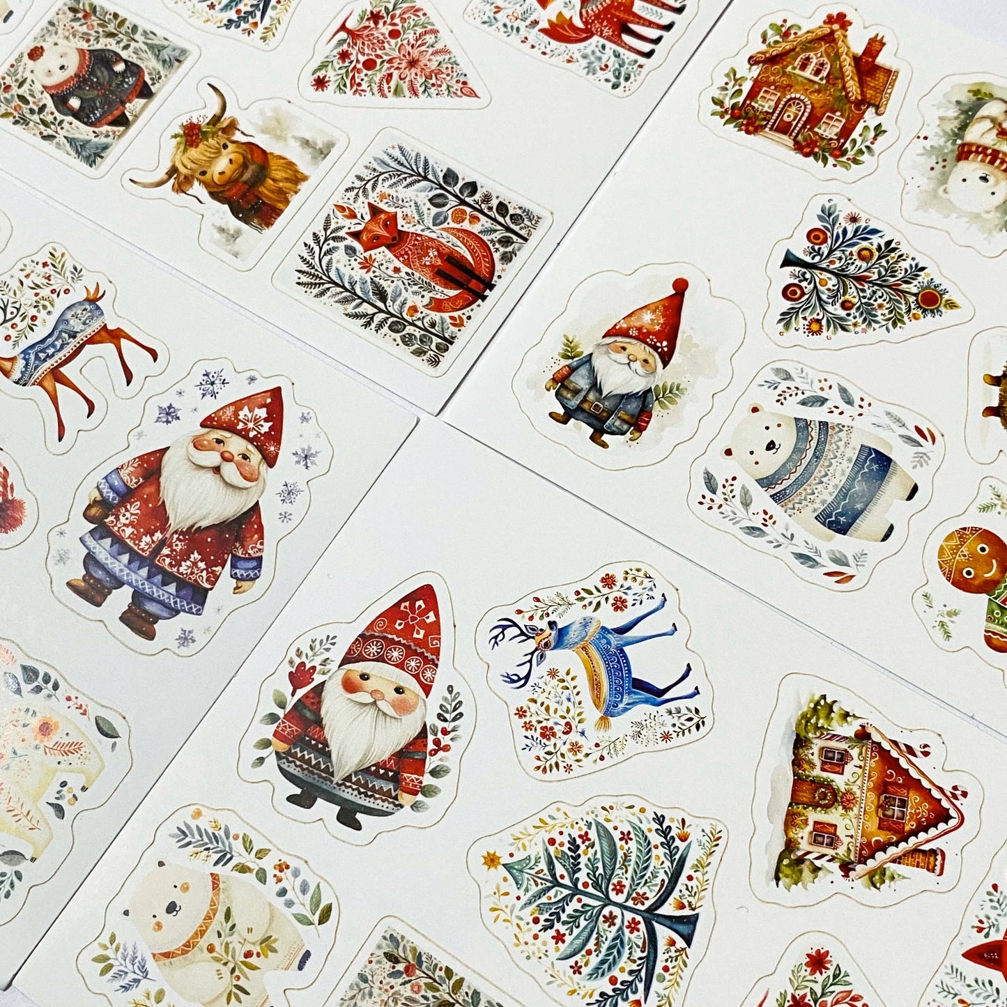 beautiful floral woodland animal animals creature post card postcards cards uk winter christmas greetings stationery supplies shop store fox deer owl badger mouse hare rabbit bear owl ornate foliage dark blue green stickers