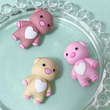 pink cream brown pig pigs cute kawaii bead beads jumbo large big silicone acrylic jewellery making supplies build make your own pens beaded uk cute kawaii craft supplies shop store 27mm 28mm 3d iridescent