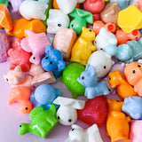 cute kawaii mini figurine figurines miniature miniatures animal animals uk lucky dip bag set resin resins flatback flatbacks fb fbs flat backs fun toy frog cat dinosaur rabbit bear chicken octopus sheep duck elephant hedgehog