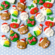 christmas festive flatback flatbacks fb fbs resin resins santa claus father xmas bauble bear snowman red green white brown uk cute kawaii craft supplies shop store bow making supplies