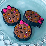 chocolate brown and hot pink silicone bead beads festive christmas craft supplies shop store uk cute kawaii make your own beaded pen pens jewellery making gift gifts round 15mm 27mm chunky huge large big pattern patterned floral