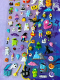 spooky cute puffy sticker stickers pack big large jumbo planner supplies stationery store shop uk cute kawaii pumpkin ghost bat monster spider haunted house witch owl mummy graveyard kids fun gift