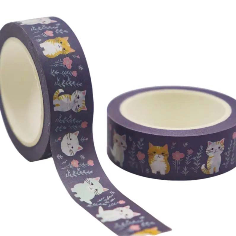 10m floral flower flowers cat cats kitty purple lilac sunflower avocado avocados pink green washi tape tapes long uk cute kawaii craft supplies stationery shop store planner addict pretty tapes