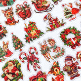 vintage retro victorian kitsch christmas cute kawaii festive sticker stickers flake flakes pack red green animal animals santa claus deer bear mouse sleigh tree presents clear plastic sheet uk planner addict supplies stationery shop store