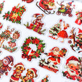 vintage retro victorian kitsch christmas cute kawaii festive sticker stickers flake flakes pack red green animal animals santa claus deer bear mouse sleigh tree presents clear plastic sheet uk planner addict supplies stationery shop store