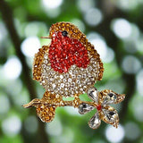 gold golden pin brooch brooches rhinestone sparkly red brown gold white silver flower bird birds robin robins christmas festive gift gifts uk cute kawaii adult women woman her for big large