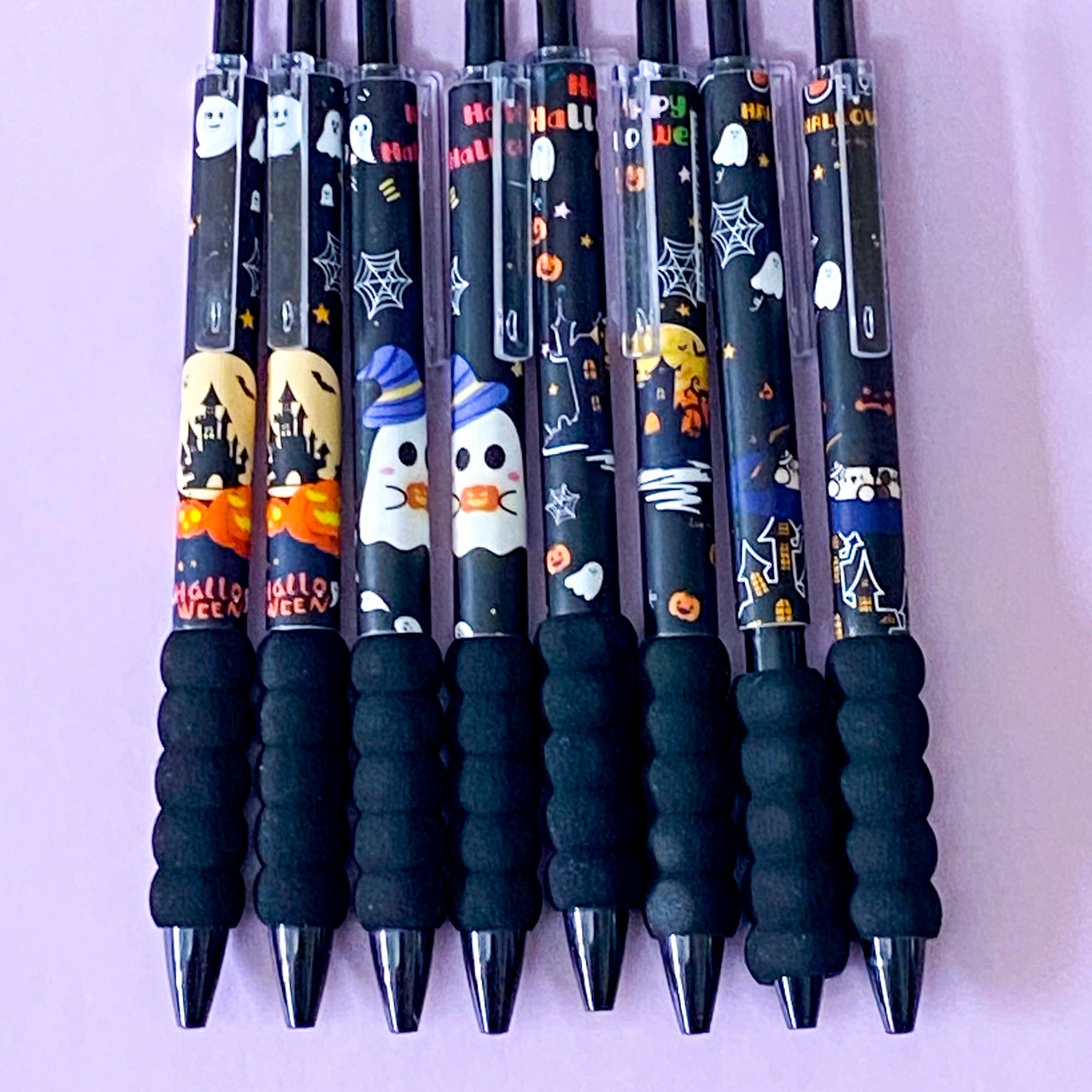 black fineline ink gel pen pens barrel halloween spooky cute kawaii click slim slimline black haunted house ghost ghosts fine line uk stationery shop store supplies planner addict addicts 
