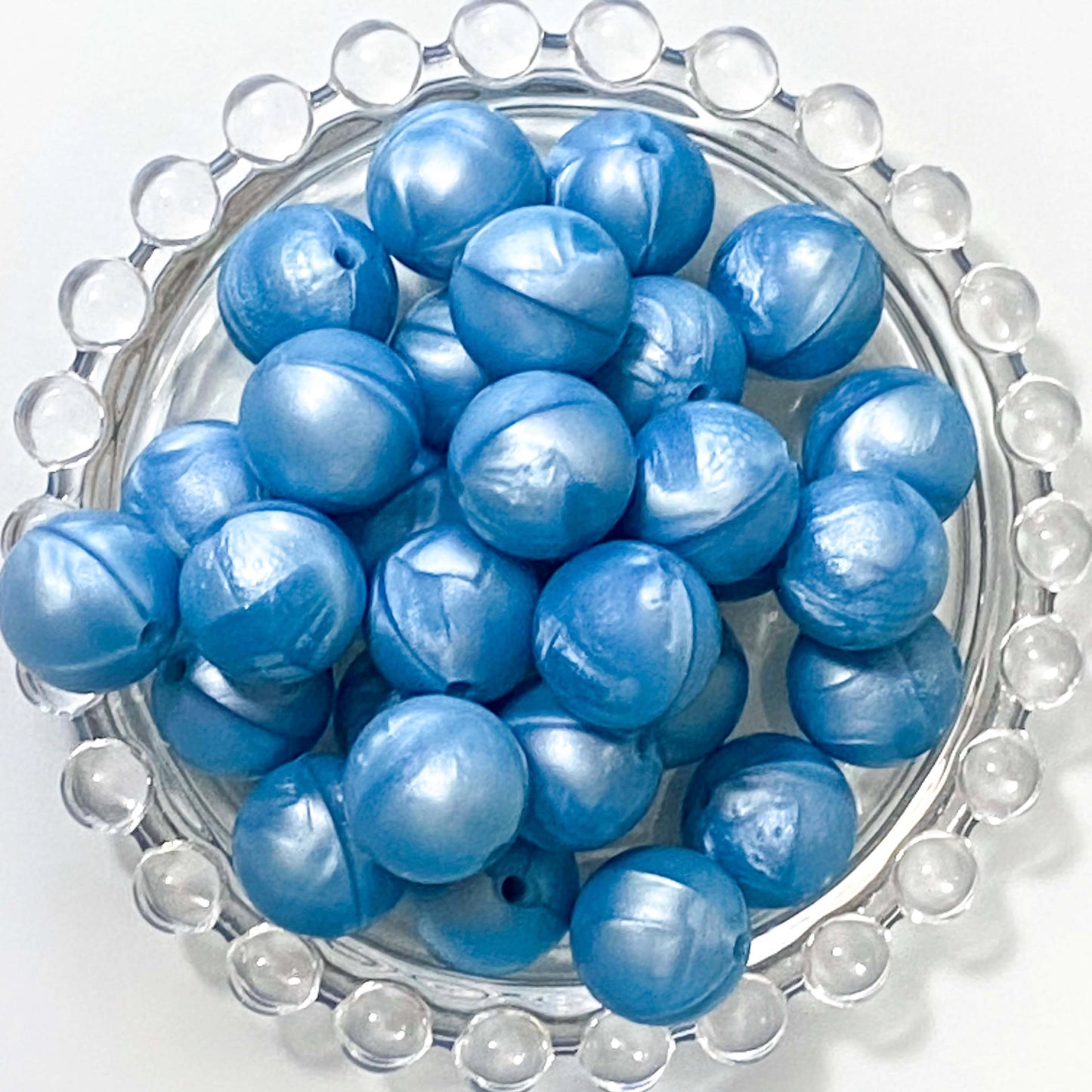 PEARLY Metallic Jumbo SILICONE BEADS 15mm Gold Grey Pink Blue Green White Sheen