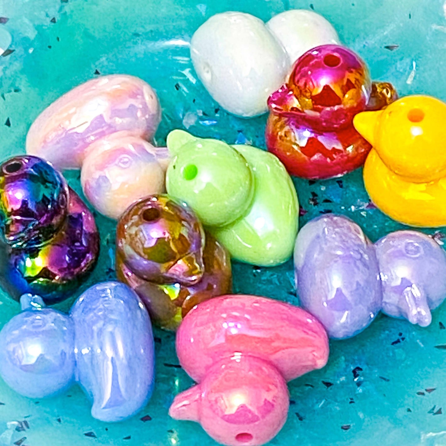 JUMBO Acrylic BEADS 15mm to 22mm- PAVE DISCO DUCK CRACKLE