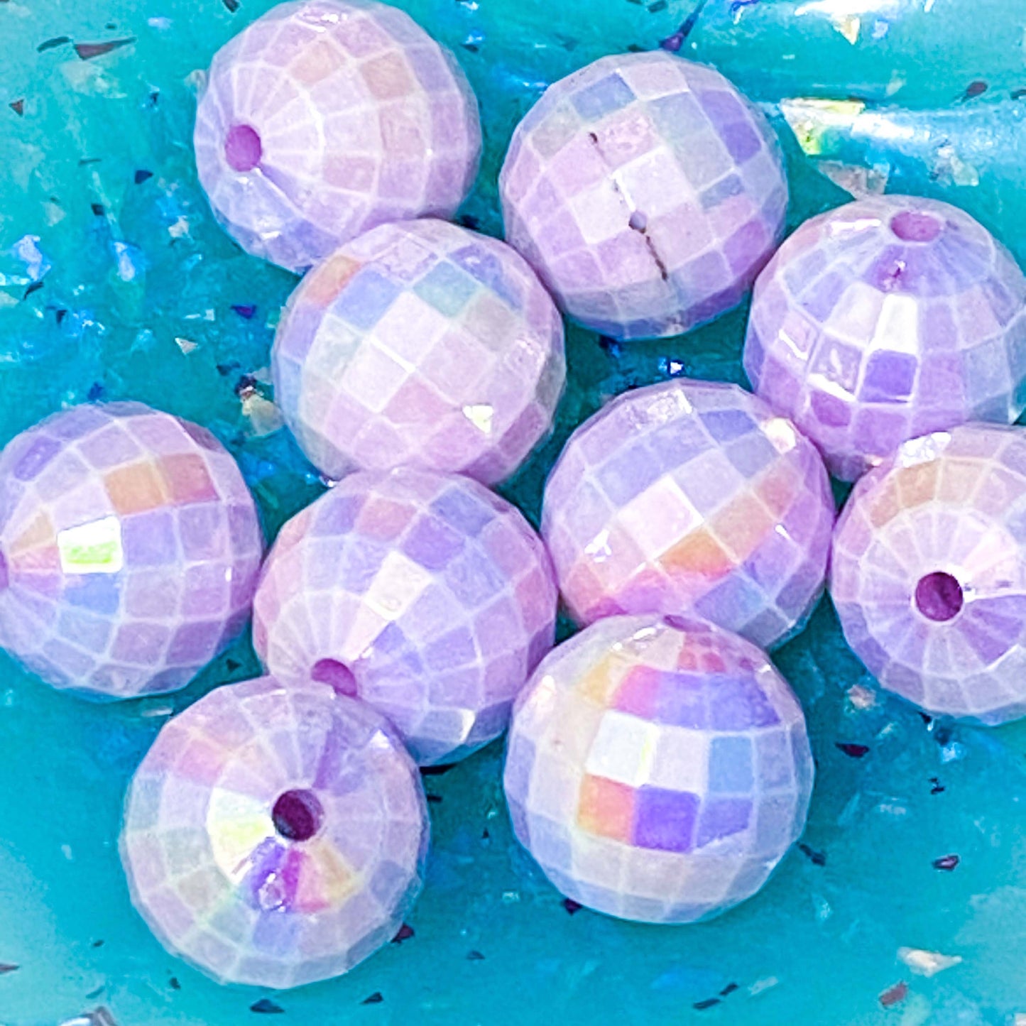 JUMBO Acrylic BEADS 15mm to 22mm- PAVE DISCO DUCK CRACKLE