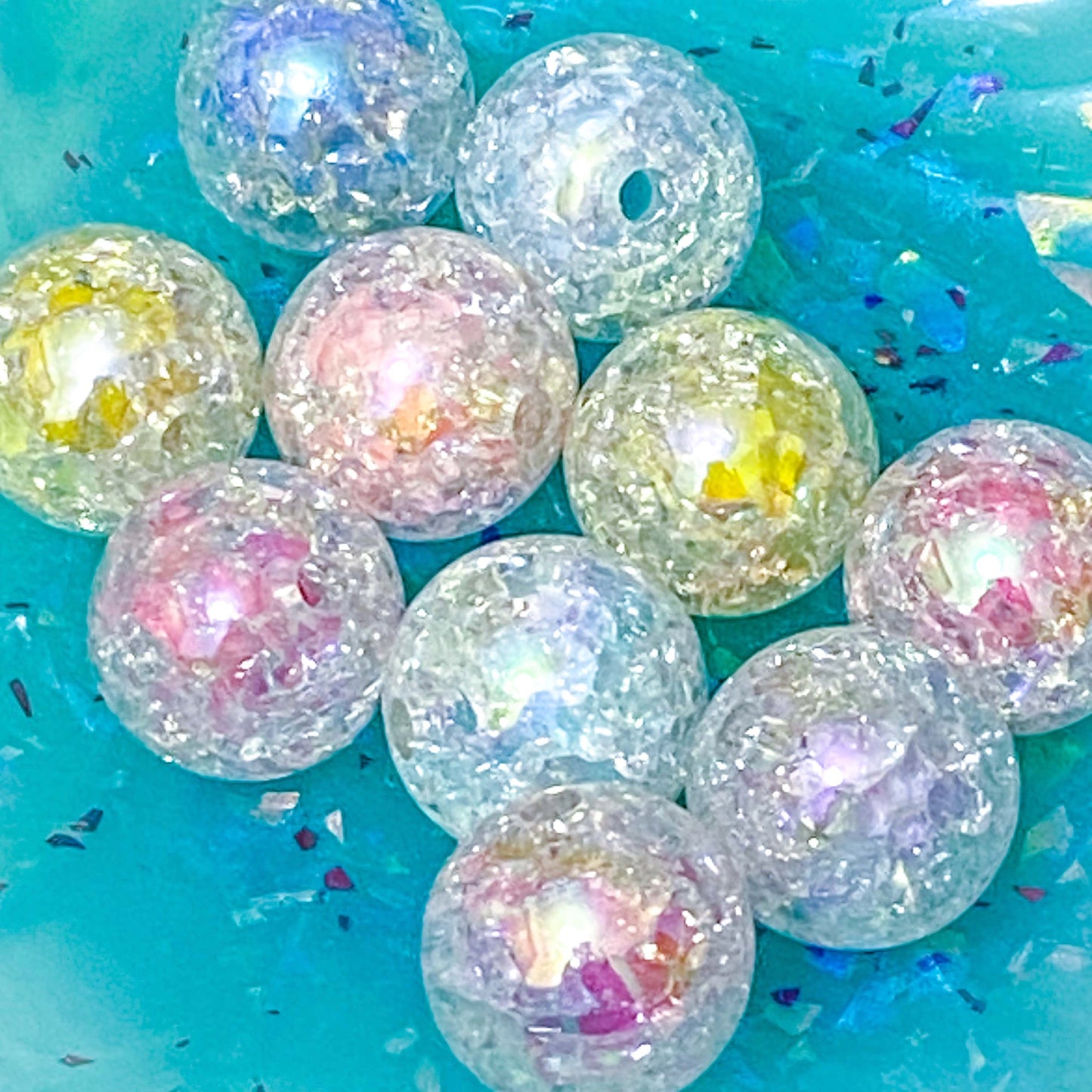 JUMBO Acrylic BEADS 15mm to 22mm- PAVE DISCO DUCK CRACKLE
