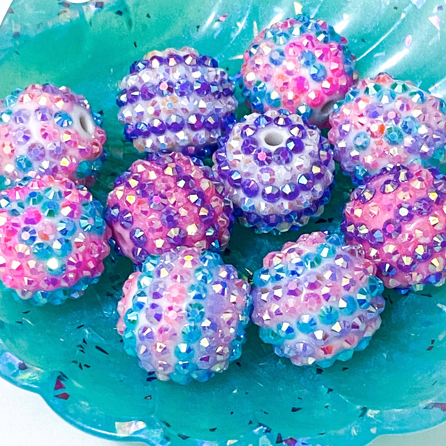 JUMBO Acrylic BEADS 15mm to 22mm- PAVE DISCO DUCK CRACKLE