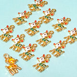 reindeer deer reindeers gold tone metal enamel enamelled charm charms pendant pendants uk cute kawaii craft supplies shop store winter christmas festive 20mm chunky red and green rudolph