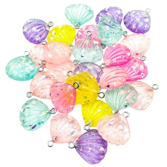 resin glitter shell shells cute kawaii charm charms glittery seashell seashells  sea uk craft supplies pink turquoise purple yellow