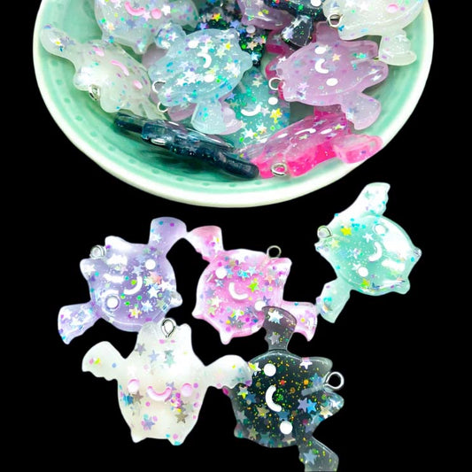 Happy Bat Resin Charm 39mm  PAIR of Charms