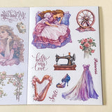 sleeping beauty fairytale desoctative pink and lilac sticker book of 18 washi paper and clear plastic stickers in a foilo