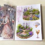 jane austen literary classic inspired book of 20 clear sticker sheets with vintage costume, houses, ladies and daily life
