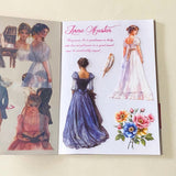 jane austen literary classic inspired book of 20 clear sticker sheets with vintage costume, houses, ladies and daily life